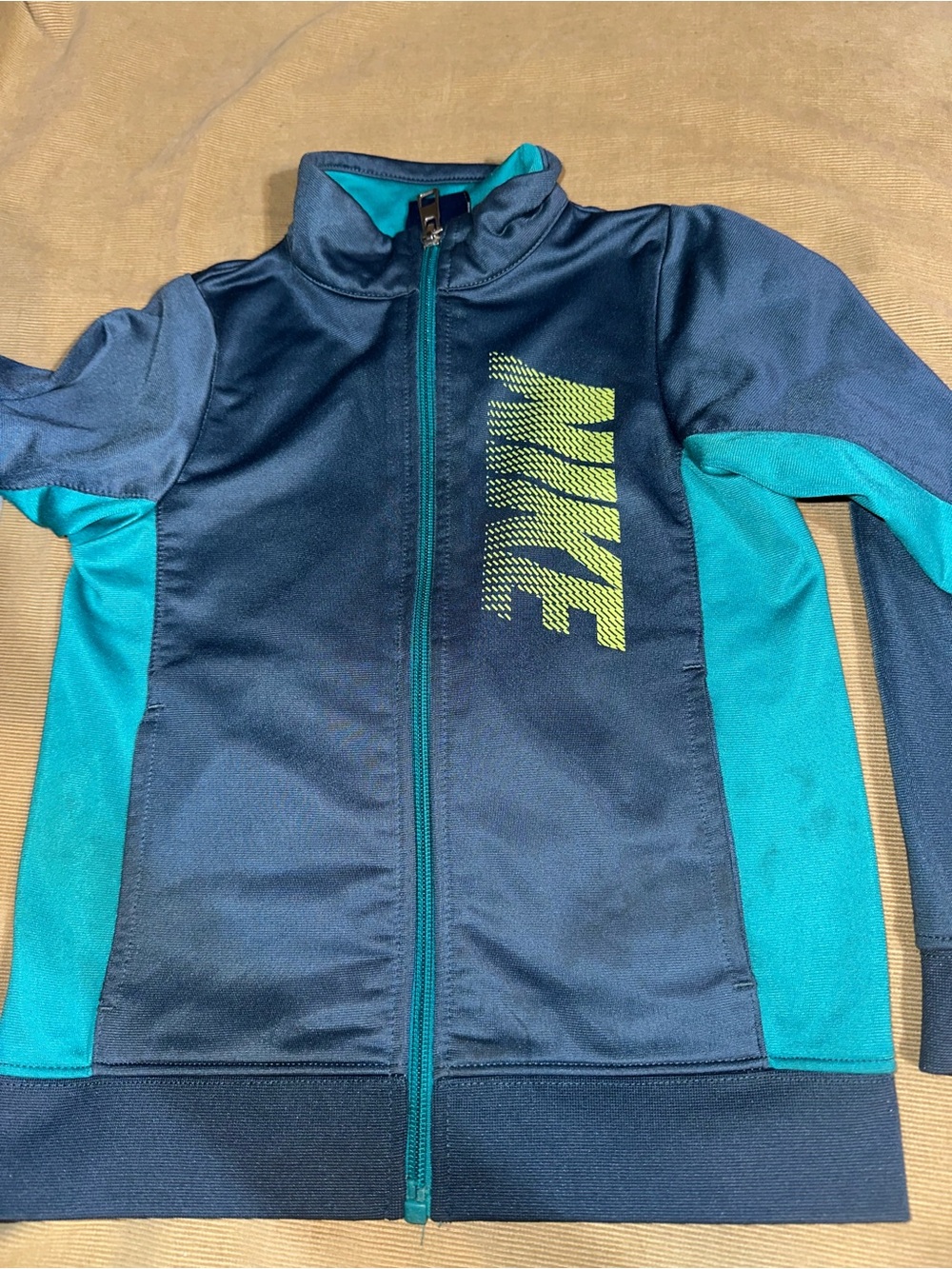 Nike Blue Zip Up Athletic Sport Track Jacket Blue, Teal and Gray Size 4T